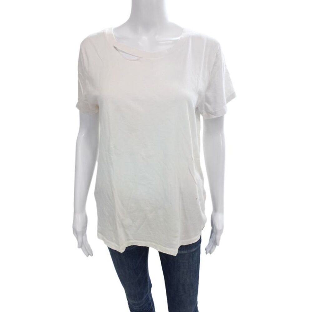 Philanthropy Womens Basic Short Sleeve Cotton Crew Neck T-Shirt White Size M